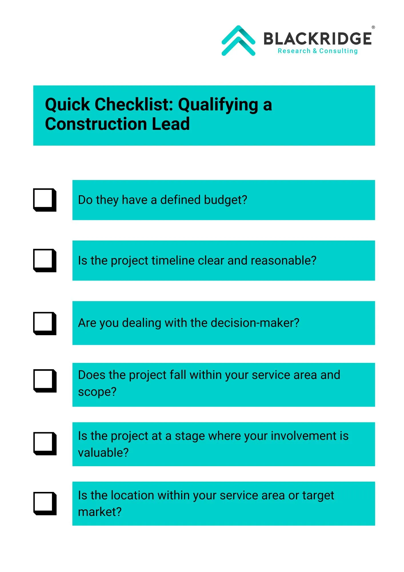 Quick checklist to spot a good construction lead
